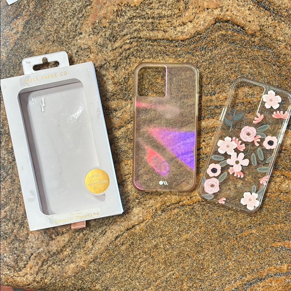 Rifle Paper Co Case Mate White  Floral iPhone 12 Case plus bonus case 2 cases